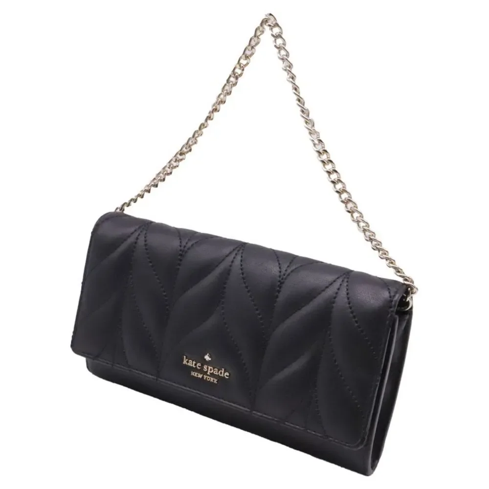 Kate Spade New York Briar Lane Quilted Milou Clutch Bag in Black Leather